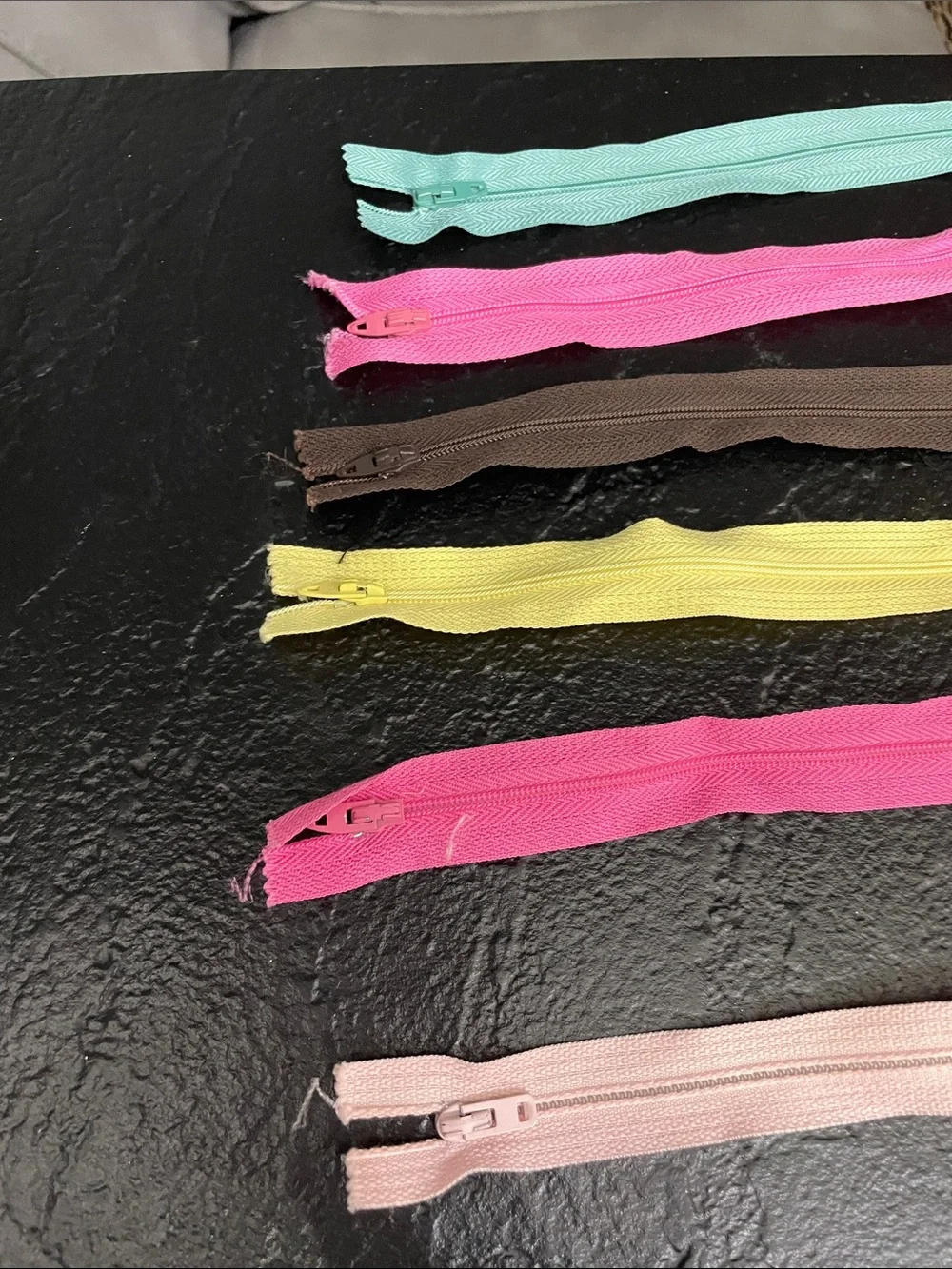 Lot of 6 new vintage zippers. 8 in - 22in